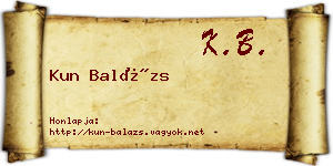 Kun Balázs névjegykártya